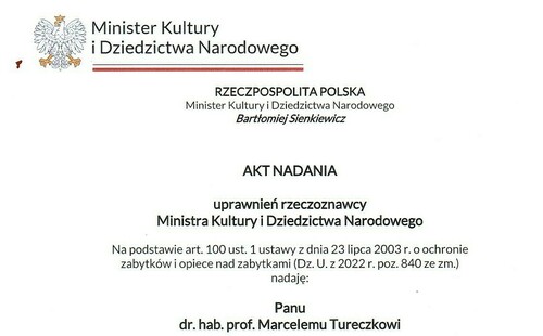 Prof. Marceli Tureczek rzeczoznawcą Ministra Kultury i Dziedzictwa Narodowego